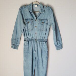 Vintage Saint Germain Paris Denim Jumpsuit Long Sleeve Blue Cotton Made in USA